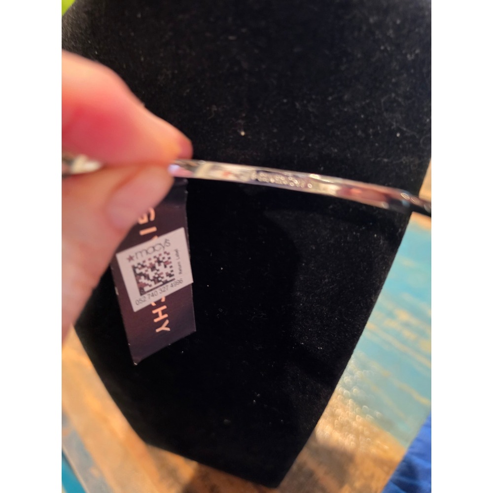 Givenchy Silver Tone Pave Crystal Hinged Bangle Bracelet New - Picture 3 of 4
